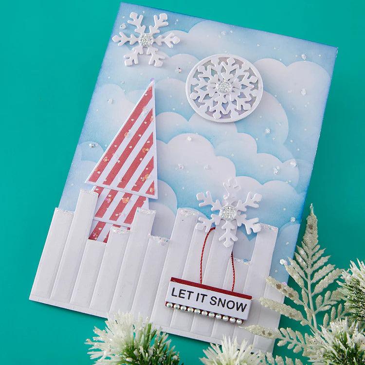 Spellbinders - Snowflake Kisses Collection - Letterpress + Foil Plate &amp; Cut - Snowflake Kisses Sentiments-ScrapbookPal