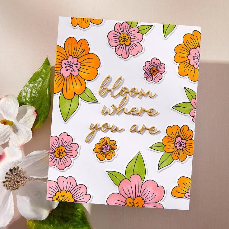 Spellbinders - Spring in Kyoto Collection - Press Plates &amp; Dies - Blossoms &amp; Sentiments-ScrapbookPal