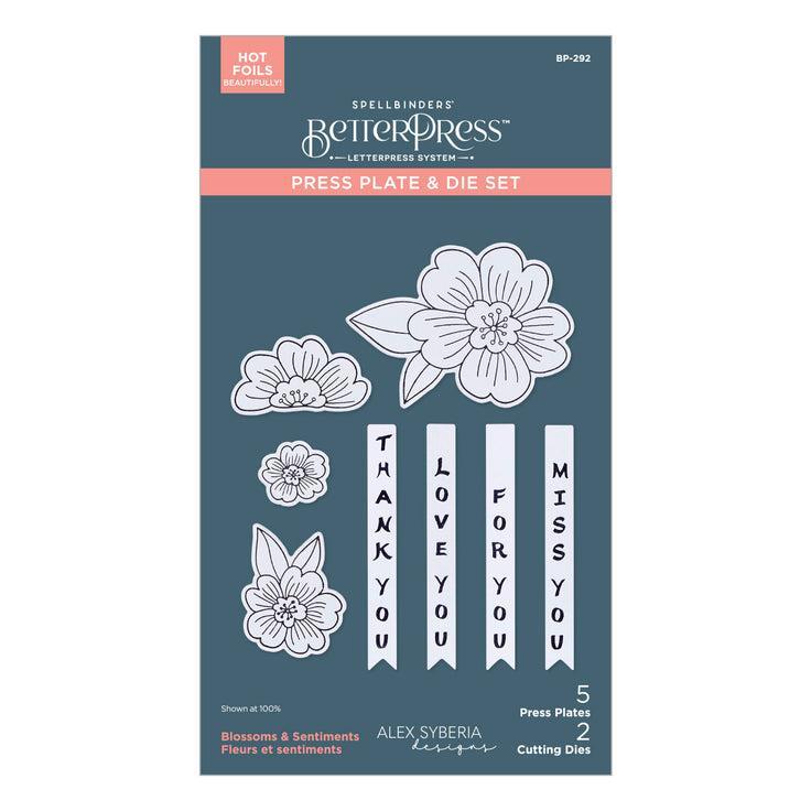 Spellbinders - Spring in Kyoto Collection - Press Plates &amp; Dies - Blossoms &amp; Sentiments-ScrapbookPal