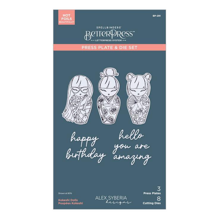 Spellbinders - Spring in Kyoto Collection - Press Plates &amp; Dies - Kokeshi Dolls-ScrapbookPal