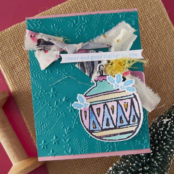 Spellbinders - Starry Holiday Collection - 3D Embossing Folder - Stars and Fronds Frame-ScrapbookPal