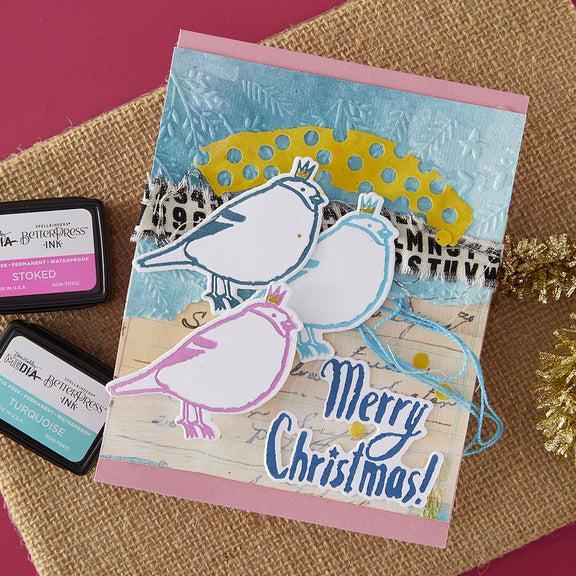 Spellbinders - Starry Holiday Collection - Registration Press Plates &amp; Dies - Merry, Merry, Merry Bird-ScrapbookPal