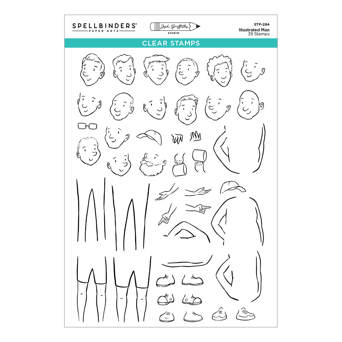 Spellbinders - Storybook Illustrations Collection - Clear Stamps - Illustrated Man-ScrapbookPal