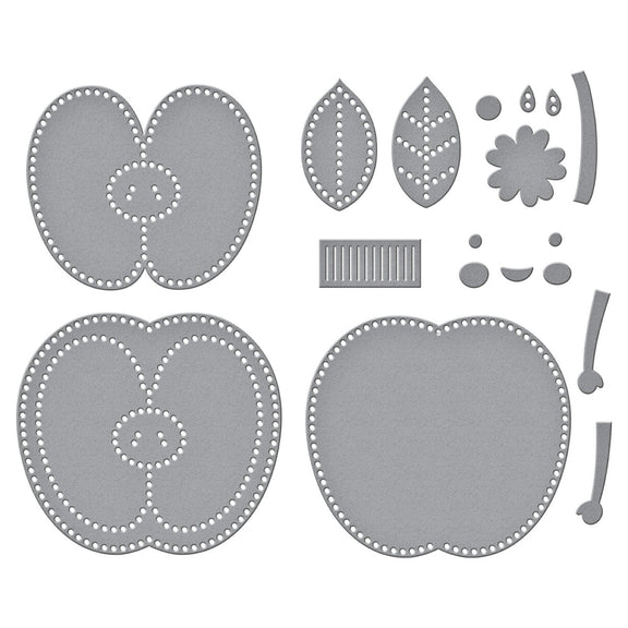 Spellbinders - Summer Felt Stitch &amp; Create Collection - Dies - Felt Cheeky Apple-ScrapbookPal