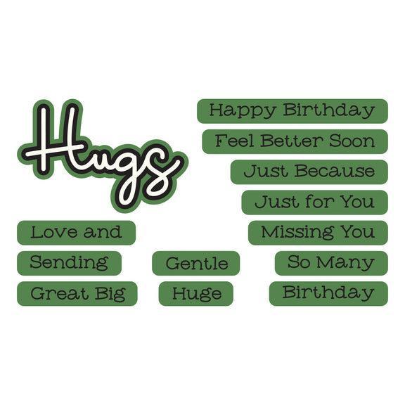 Spellbinders - Summertime Collection - Clear Stamps &amp; Dies - Love and Hugs Sentiments-ScrapbookPal