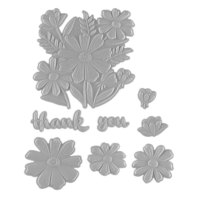 Spellbinders - Tabbed Classic Collection - 3D Embossing Folder &amp; Dies - Thank You Bouquet-ScrapbookPal