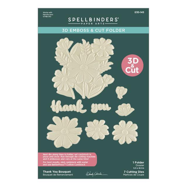 Spellbinders - Tabbed Classic Collection - 3D Embossing Folder &amp; Dies - Thank You Bouquet-ScrapbookPal