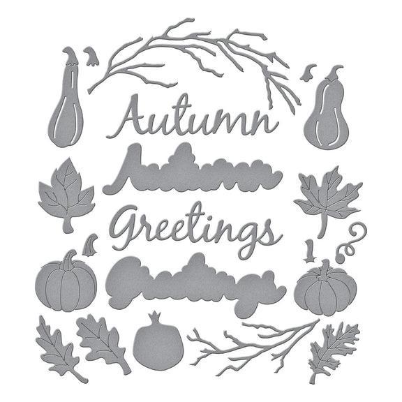 Spellbinders - Texture &amp; Foliage Collection - Dies - Autumn Greetings Wreath-ScrapbookPal