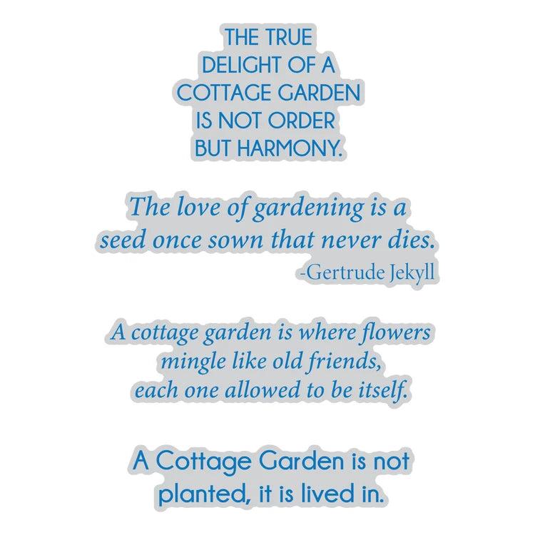 Spellbinders - The Cottage Garden Collection - Letterpress + Foil Plate &amp; Dies - The Cottage Garden Sentiments-ScrapbookPal