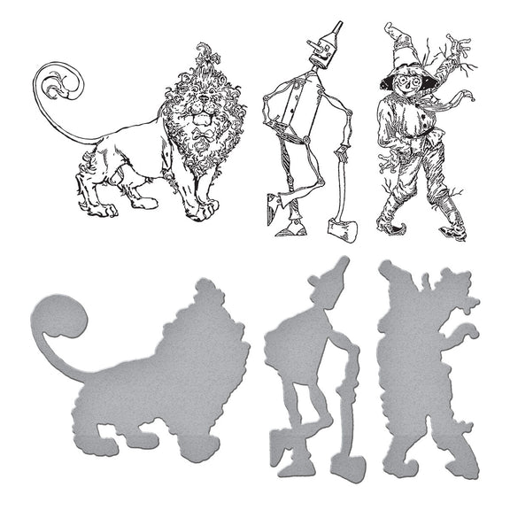 Spellbinders - The Wonder of Oz Collection - Press Plate &amp; Dies - Tin Man, Scarecrow &amp; Lion-ScrapbookPal