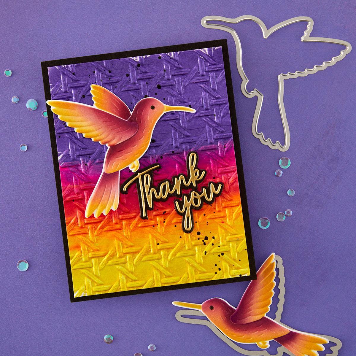 Spellbinders - Timeless Textures Collection - 3D Embossing Folder - Hummingbird Garden-ScrapbookPal