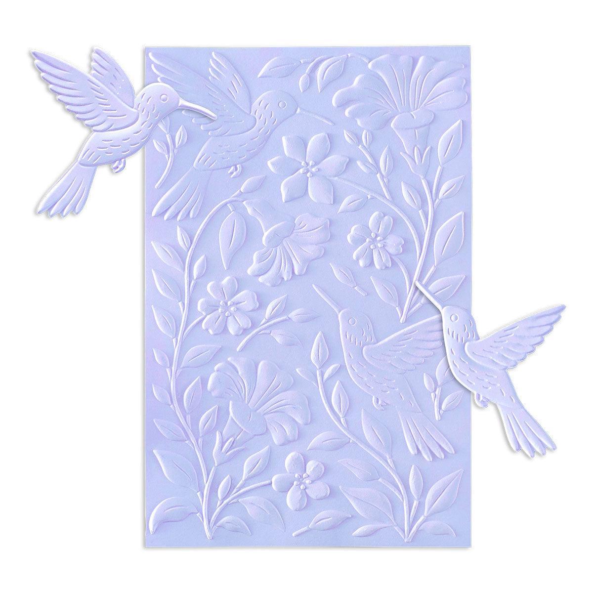 Spellbinders - Timeless Textures Collection - 3D Embossing Folder - Hummingbird Garden-ScrapbookPal