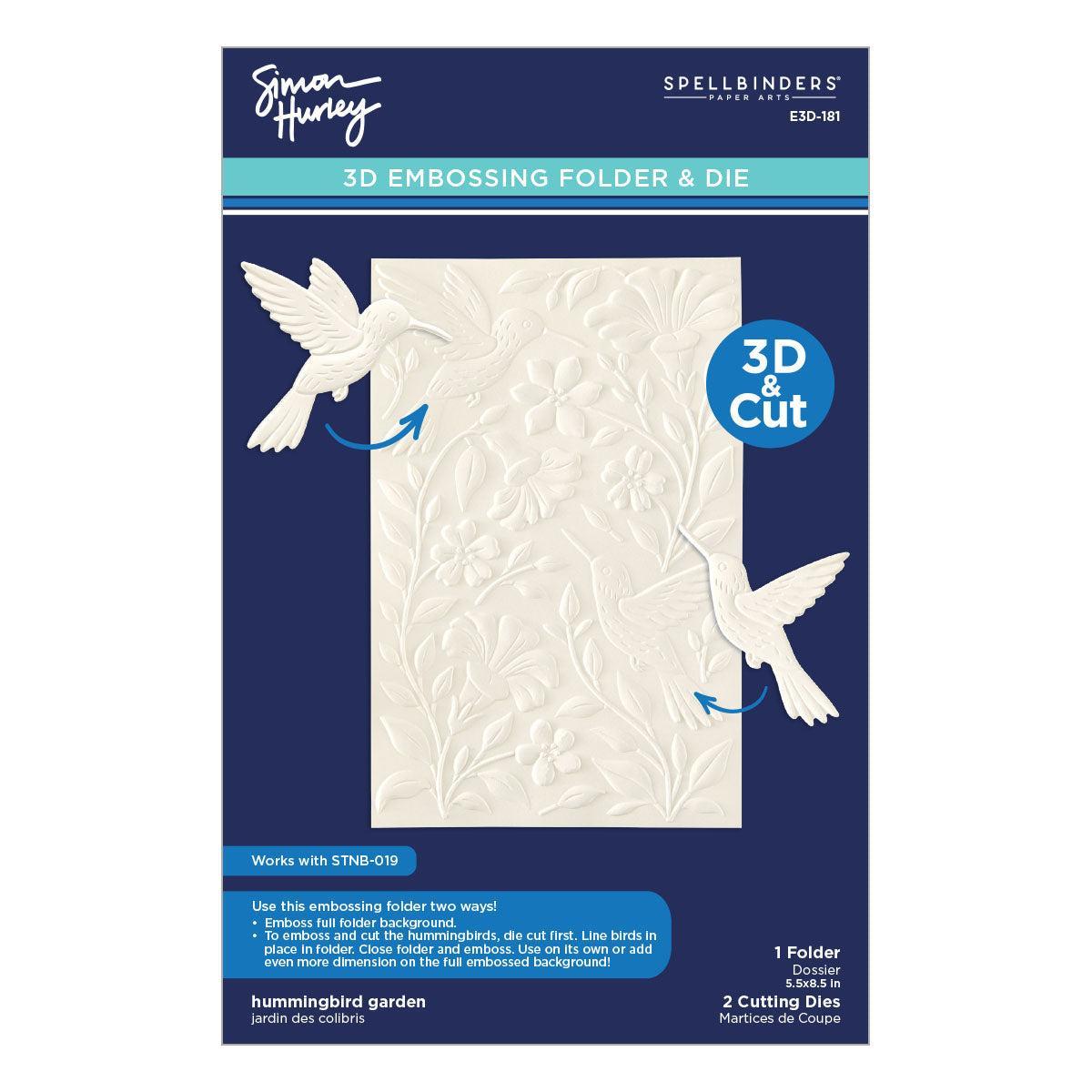 Spellbinders - Timeless Textures Collection - 3D Embossing Folder - Hummingbird Garden-ScrapbookPal