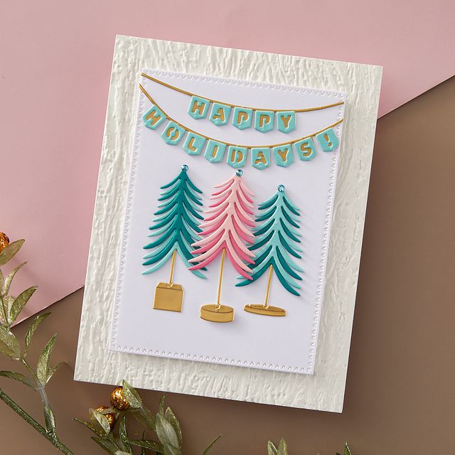 Spellbinders - Timeless Trees Collection - Dies - Whimsical Bottle Brush Trees-ScrapbookPal