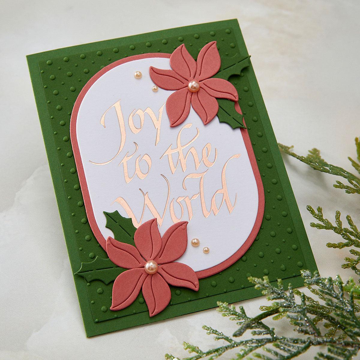 Spellbinders - Upright Italic Holiday Sentiments Collection - Letterpress + Foil Plate - Upright Italic Joy to the World-ScrapbookPal