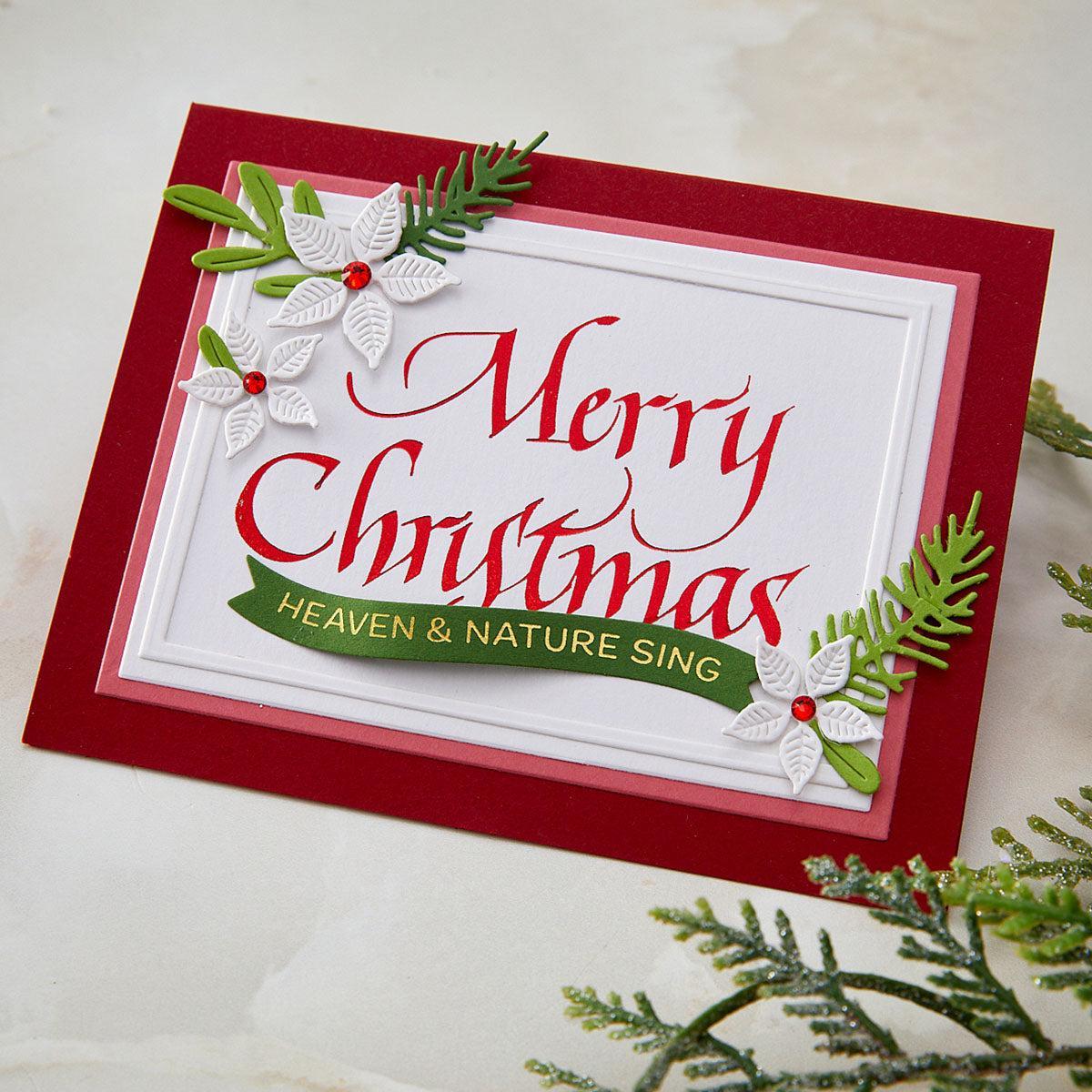Spellbinders - Upright Italic Holiday Sentiments Collection - Letterpress + Foil Plate - Upright Italic Merry Christmas-ScrapbookPal
