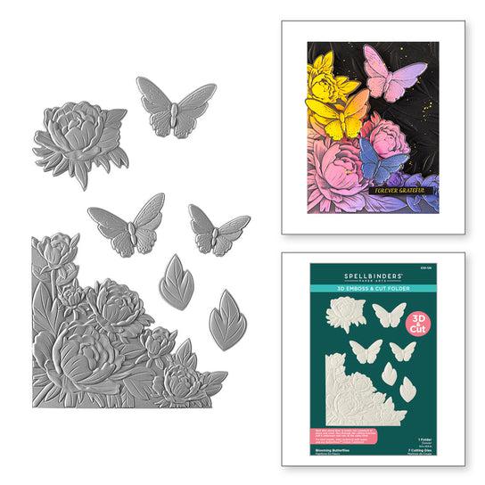 Spellbinders - Vivid Expressions Collection - 3D Emboss &amp; Cut Folder - Blooming Butterflies-ScrapbookPal