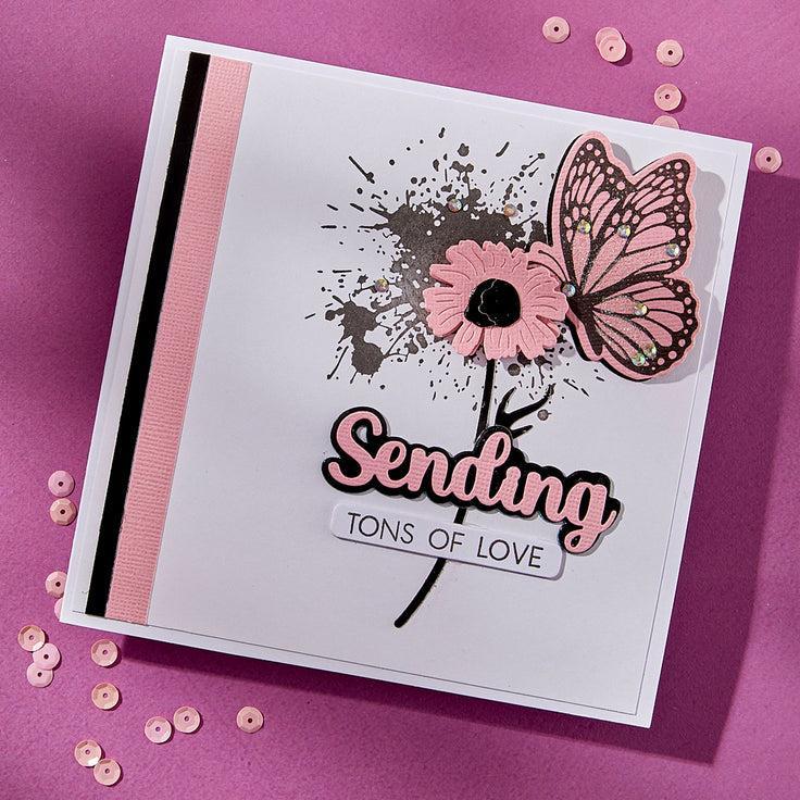 Spellbinders - Wildflowers Collection - Clear Stamps &amp; Dies - Sending Smiles Sentiments-ScrapbookPal