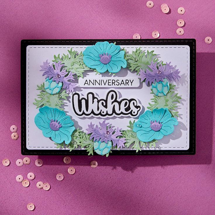 Spellbinders - Wildflowers Collection - Clear Stamps &amp; Dies - Very Best Wishes Sentiments-ScrapbookPal