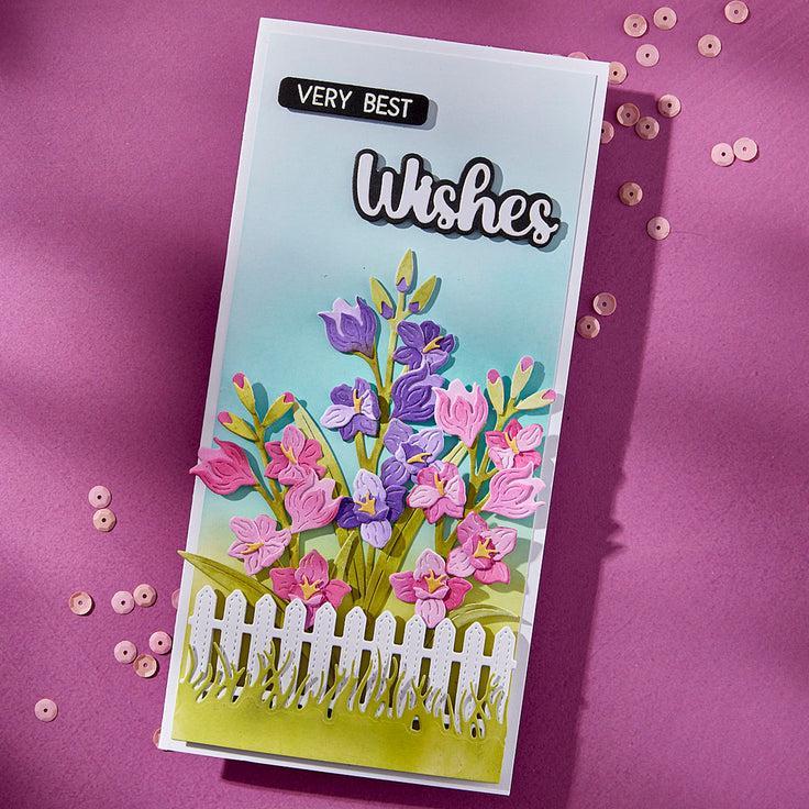 Spellbinders - Wildflowers Collection - Clear Stamps &amp; Dies - Very Best Wishes Sentiments-ScrapbookPal