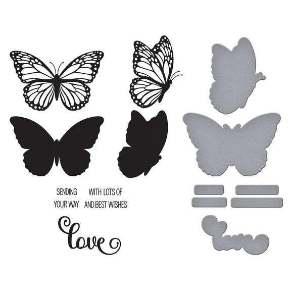 Spellbinders - Wildflowers Collection - Registration Press Plates &amp; Dies - Butterfly Silhouettes-ScrapbookPal