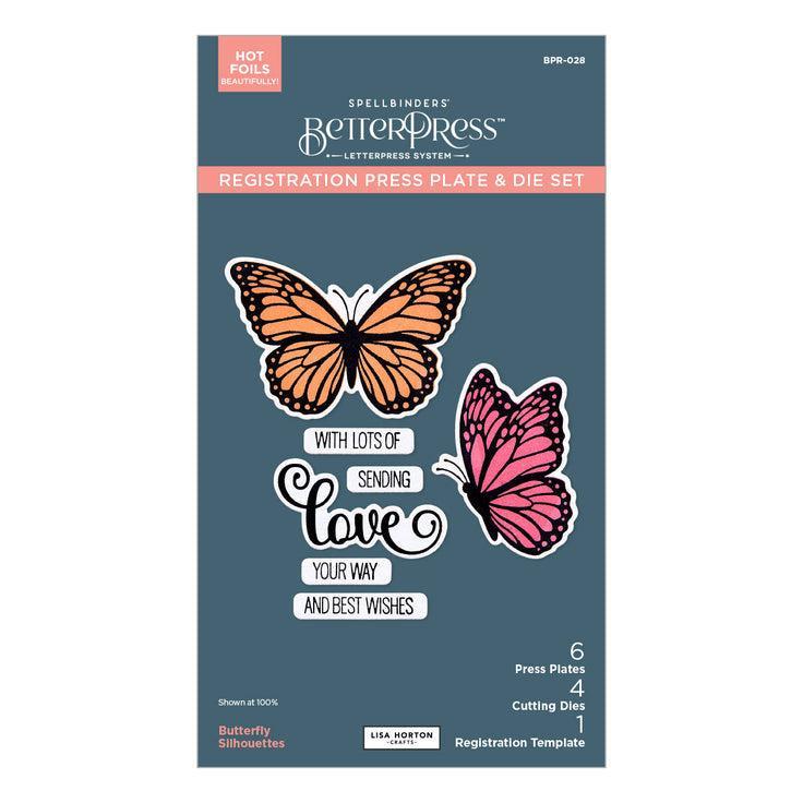 Spellbinders - Wildflowers Collection - Registration Press Plates &amp; Dies - Butterfly Silhouettes-ScrapbookPal