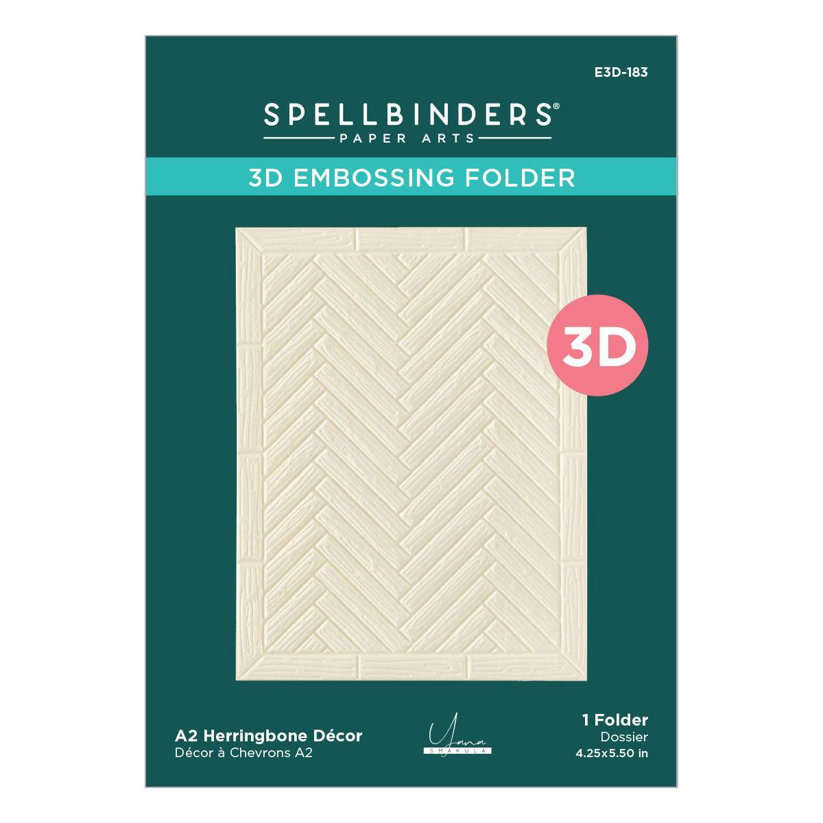 Spellbinders - Yana's Christmas Cats Collection - 3D Embossing Folder - A2 Herringbone Décor-ScrapbookPal