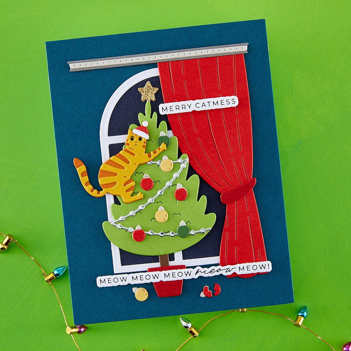 Spellbinders - Yana's Christmas Cats Collection - Dies - Christmas Cats Window View-ScrapbookPal