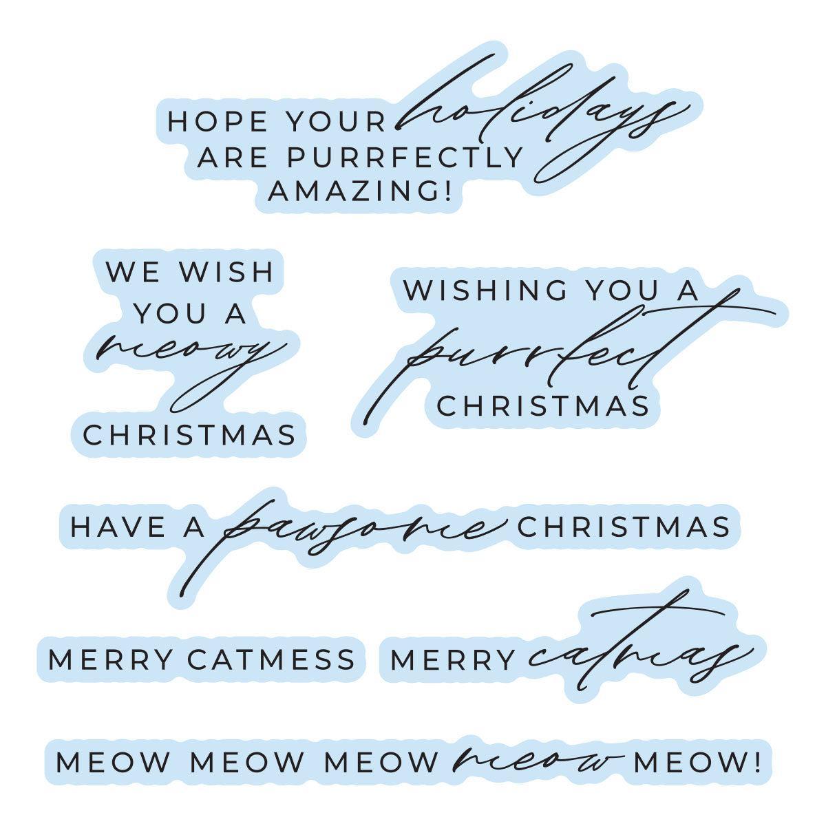 Spellbinders - Yana's Christmas Cats Collection - Letterpress + Foil Plate &amp; Dies - Meowy Christmas Sentiments-ScrapbookPal