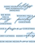 Spellbinders - Yana's Christmas Cats Collection - Letterpress + Foil Plate & Dies - Meowy Christmas Sentiments-ScrapbookPal