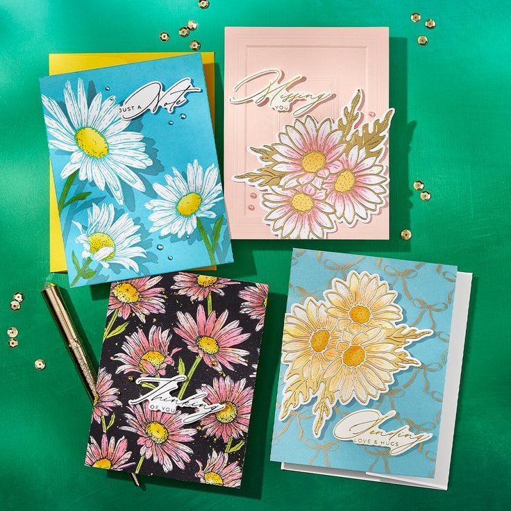 Spellbinders - Yana's Daisies Collection - Press Plates &amp; Stencils - Daisy Shower-ScrapbookPal