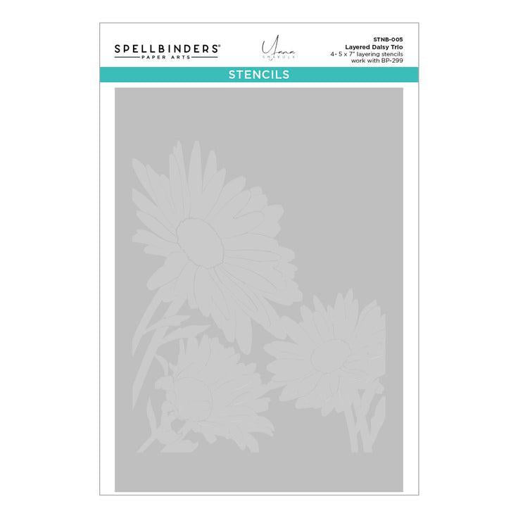 Spellbinders - Yana's Daisies Collection - Press Plates &amp; Stencils - Daisy Trio-ScrapbookPal