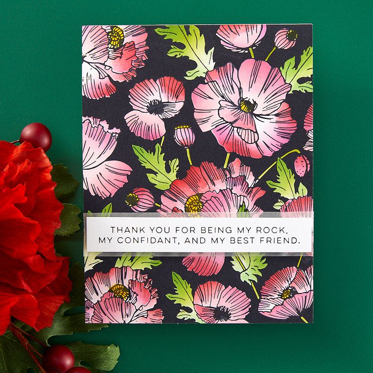Spellbinders - Yana's Poppies Collection - Press Plate &amp; Stencils Bundle - Poppy Background-ScrapbookPal
