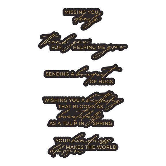 Spellbinders - Yana's Tulips Collection - Letterpress + Foil Plate & Dies - Bouquet of Hugs Sentiments-ScrapbookPal