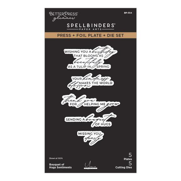 Spellbinders - Yana's Tulips Collection - Letterpress + Foil Plate & Dies - Bouquet of Hugs Sentiments-ScrapbookPal
