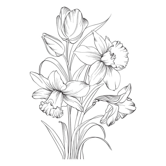 Spellbinders - Yana's Tulips Collection - Letterpress + Foil Plate - Tulips and Daffodils-ScrapbookPal