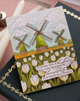 Spellbinders - Yana's Tulips Collection - Letterpress + Foil Plate - Windmills and Tulips-ScrapbookPal