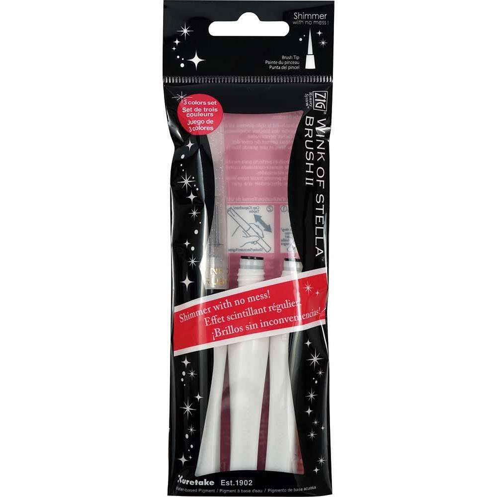 Wink of Stella Brush Tip Marker &amp; 2 Refills - Glitter Clear-ScrapbookPal